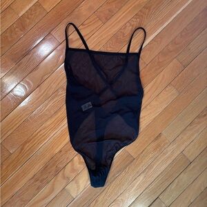 Black Sheer Square neck Bodysuit